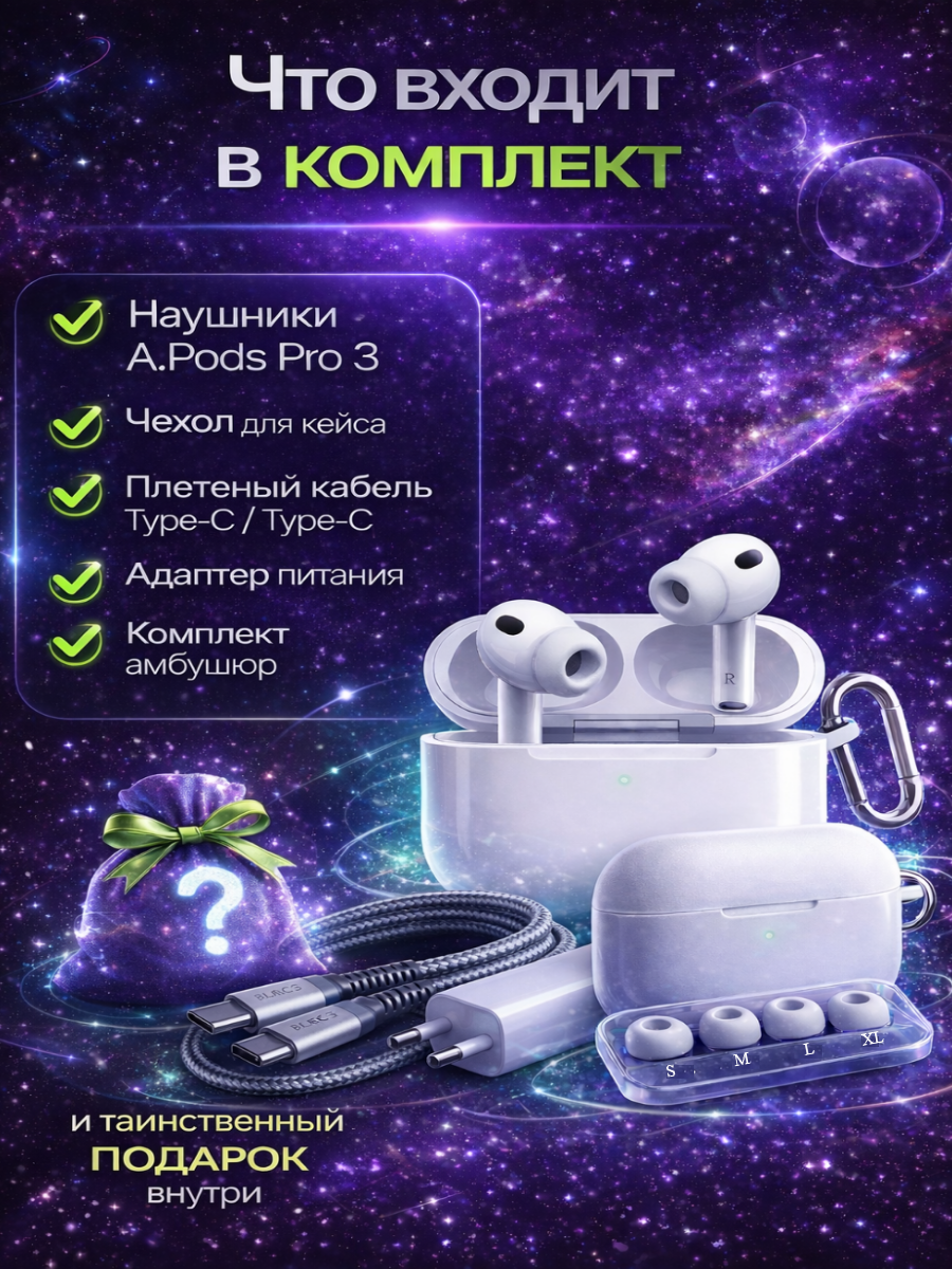 Наушники беспроводные AirPro 3 Bluetooth для iPhone Android